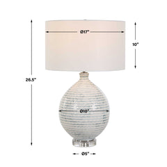 Clary Gray/White Horizontally Striped Table Lamp - Ornate Home