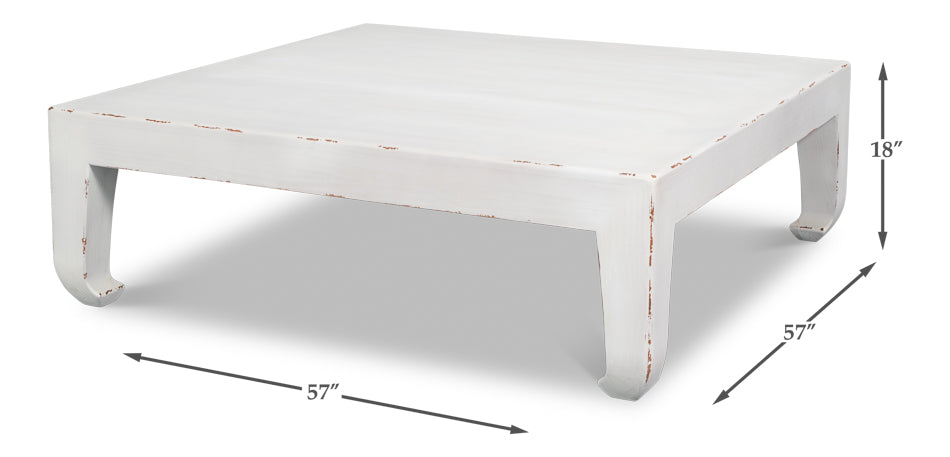 Classic Chinese Antique White Cocktail Table - Ornate Home