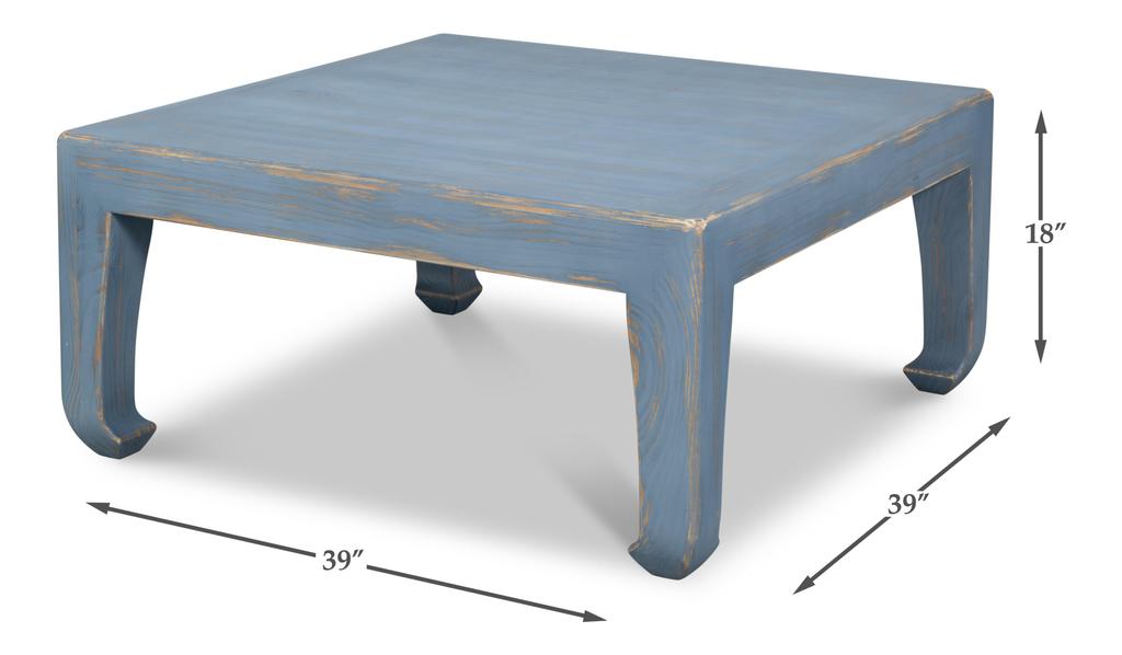Classic Chinese Blue Cocktail Table Blue - Ornate Home