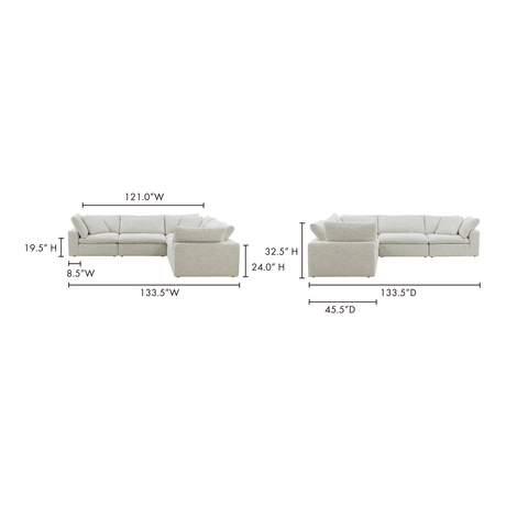 Clay Coastside Sand Classic L Shaped Modular Sectional - Ornate Home