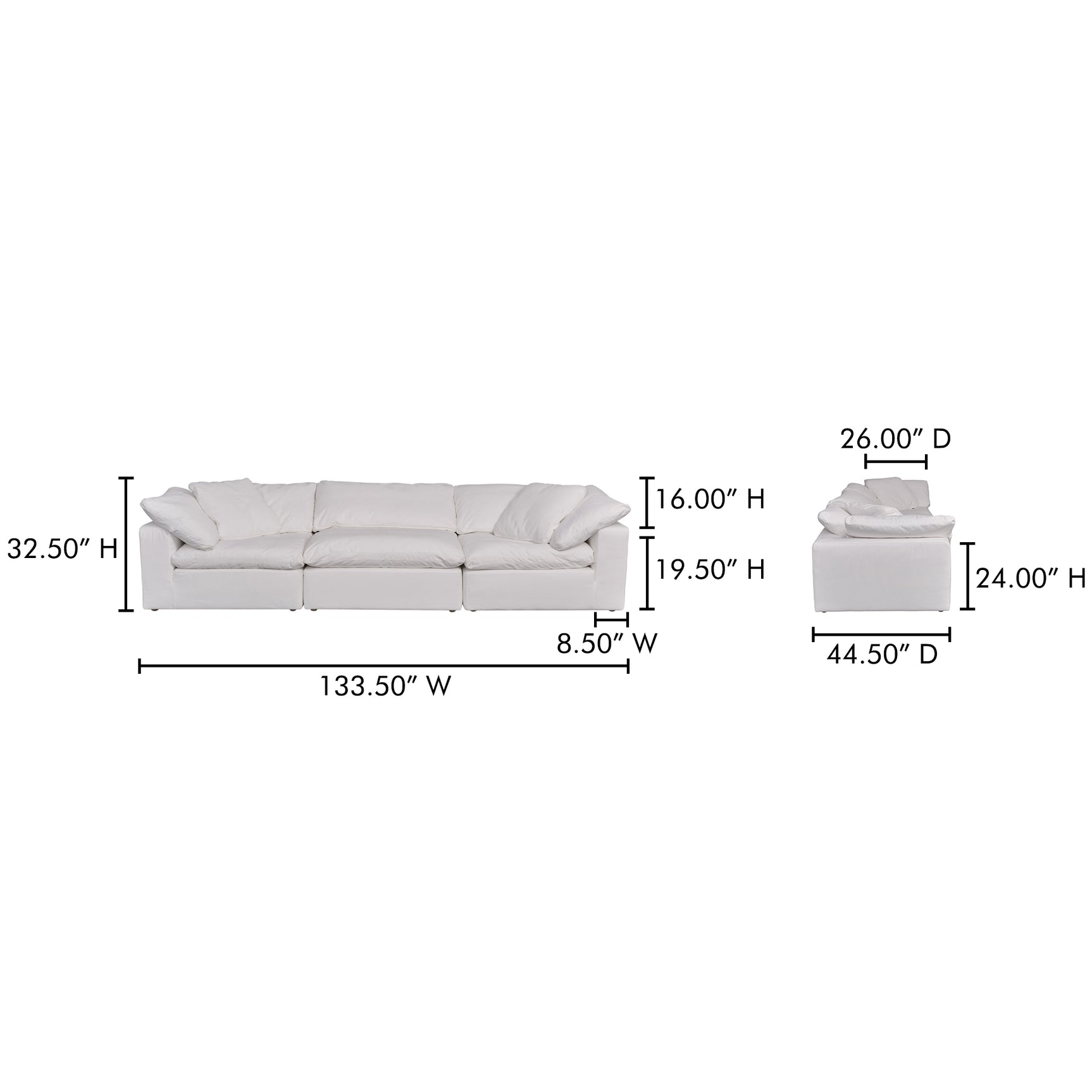 Clay Cream White Modular Sofa - Ornate Home
