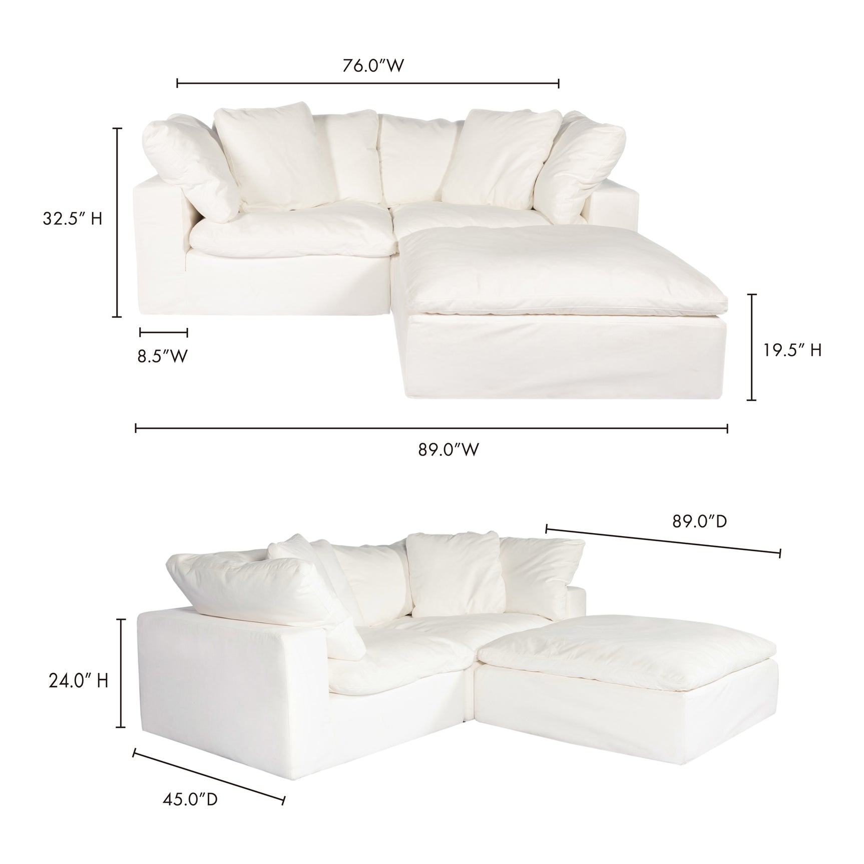 Clay Cream White Nook Modular Sectional - Ornate Home