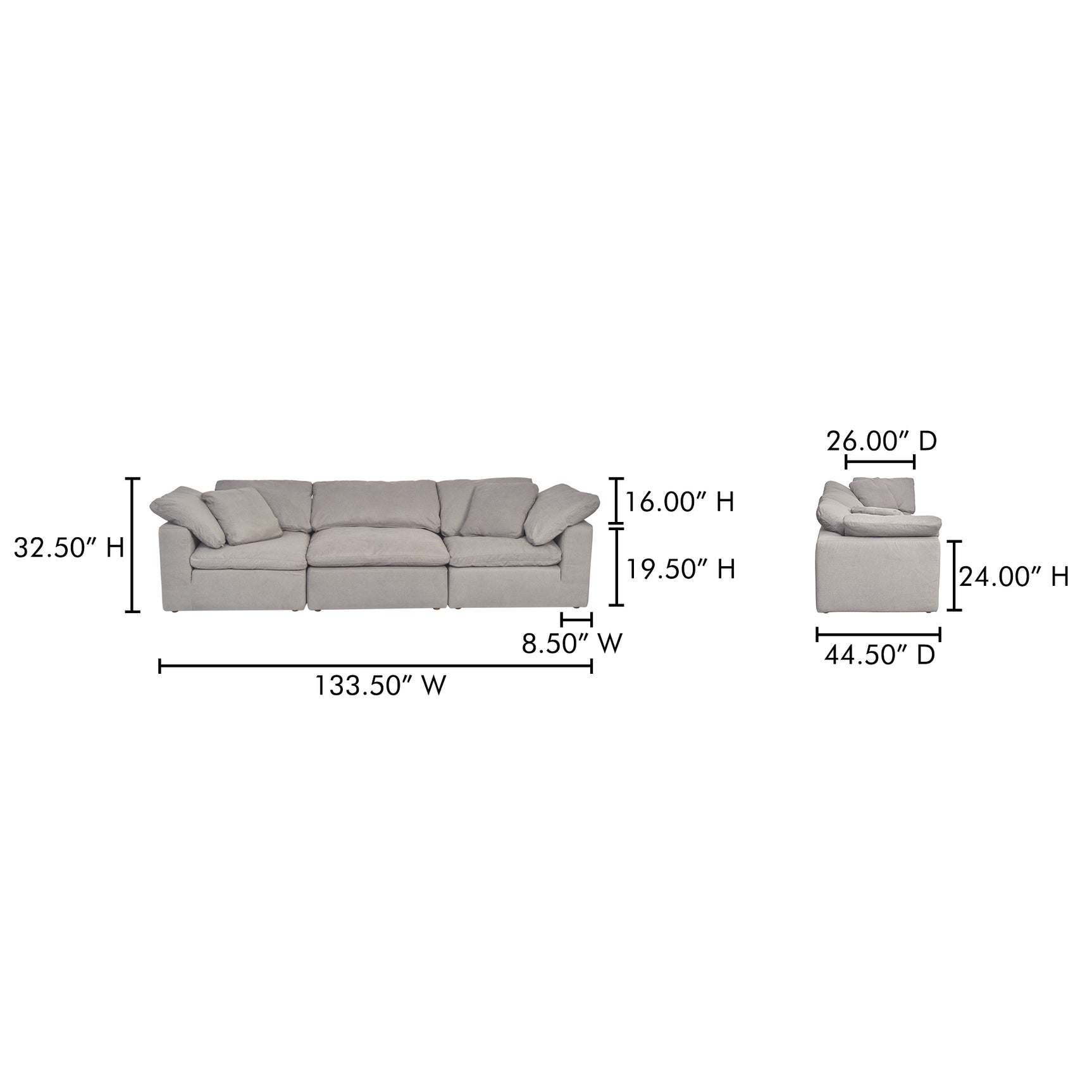 Clay Light Grey Modular Sofa - Ornate Home