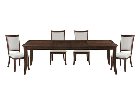 Claymont Cherry/Beige 5-Piece Dining Table Set - Ornate Home