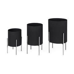 Claypoole Black Plant Stands (Set of 3) - Ornate Home