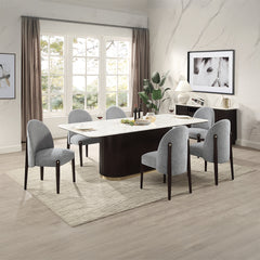 Clayten Engineering Natural Marble Top/Espresso Dining Table - Ornate Home