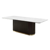 Clayten Engineering Natural Marble Top/Espresso Dining Table - Ornate Home