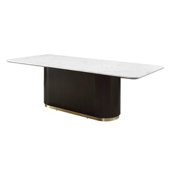 Clayten Engineering Natural Marble Top/Espresso Dining Table - Ornate Home