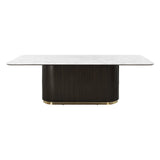 Clayten Engineering Natural Marble Top/Espresso Dining Table - Ornate Home