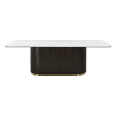 Clayten Engineering Natural Marble Top/Espresso Dining Table - Ornate Home