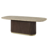 Clayten Natural/Brown Oak Dining Table w/Natural Marble Top - Ornate Home