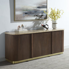 Clayten Natural Marble Top/Brown Oak Server - Ornate Home