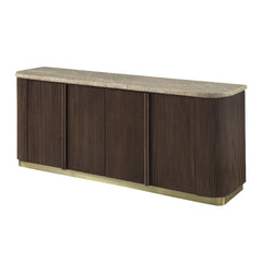 Clayten Natural Marble Top/Brown Oak Server - Ornate Home