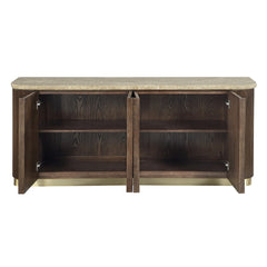 Clayten Natural Marble Top/Brown Oak Server - Ornate Home
