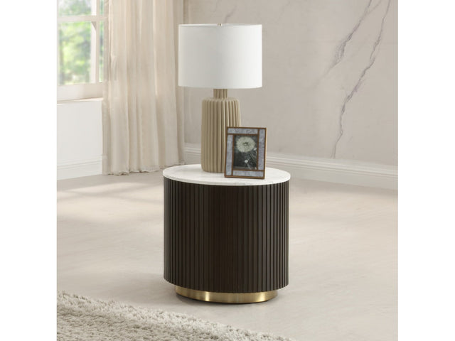 Clayten White/Espreeso End Table - Ornate Home