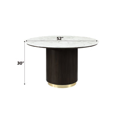 Clayten White/Espreeso Round Dining Table W/Marble - Ornate Home