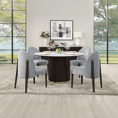 Clayten White/Espreeso Round Dining Table W/Marble - Ornate Home