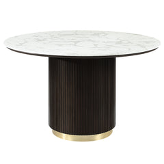 Clayten White/Espreeso Round Dining Table W/Marble - Ornate Home