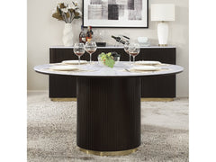 Clayten White/Espreeso Round Dining Table W/Marble - Ornate Home