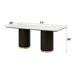 Clayten White/Espresso Dining Table w/ Natural Marble Top - Ornate Home