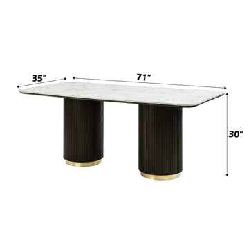 Clayten White/Espresso Dining Table w/ Natural Marble Top - Ornate Home