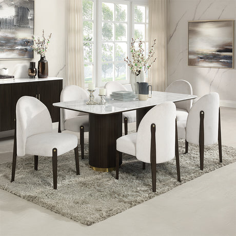 Clayten White/Espresso Dining Table w/ Natural Marble Top - Ornate Home