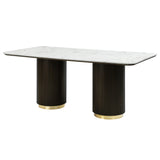 Clayten White/Espresso Dining Table w/ Natural Marble Top - Ornate Home