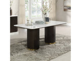 Clayten White/Espresso Dining Table w/ Natural Marble Top - Ornate Home