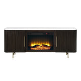 Clayten White/Espresso Server w/Marble Top & Fireplace - Ornate Home