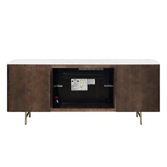 Clayten White/Espresso Server w/Marble Top & Fireplace - Ornate Home