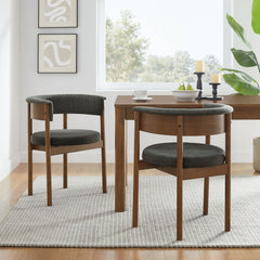 Clea Charcoal Curved Upholstered Dining Chairs (Set of 2) - Ornate Home