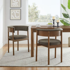 Clea Taupe Curved Upholstered Dining Chairs (Set of 2) - Ornate Home
