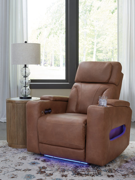 Clean-Slate Caramel Power Recliner - Ornate Home