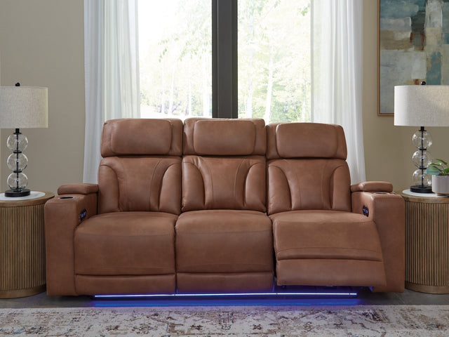 Clean-Slate Caramel Power Reclining Sofa (Online Special Price) - Ornate Home