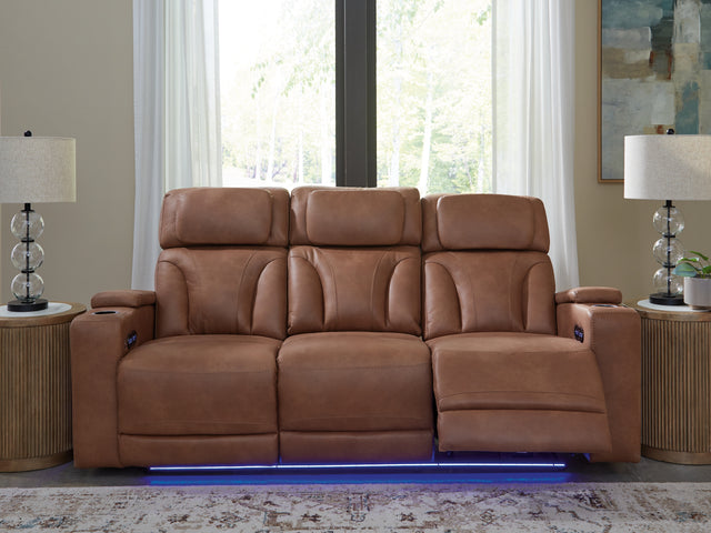 Clean-Slate Caramel Power Reclining Sofa - Ornate Home