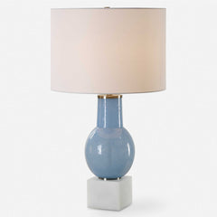 Clear Sky Blue Glass Table Lamp - Ornate Home