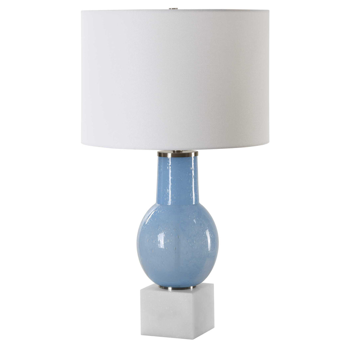 Clear Sky Blue Glass Table Lamp - Ornate Home