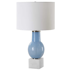Clear Sky Blue Glass Table Lamp - Ornate Home