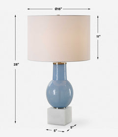 Clear Sky Blue Glass Table Lamp - Ornate Home