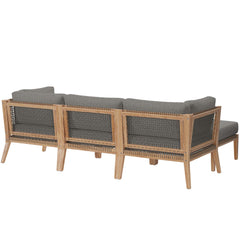 Clearwater Gray/Graphite 4-Piece Outdoor Patio Teak Wood Sectional Sofa - Ornate Home