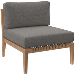 Clearwater Gray/Graphite 4-Piece Outdoor Patio Teak Wood Sectional Sofa - Ornate Home