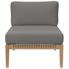 Clearwater Gray/Graphite 5-Piece Outdoor Patio Teak Wood Sectional Sofa - Ornate Home