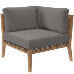 Clearwater Gray/Graphite 6-Piece Outdoor Patio Teak Wood Sectional Sofa - 55x116" - Ornate Home
