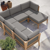 Clearwater Gray/Graphite 6-Piece Outdoor Patio Teak Wood Sectional Sofa - 87x87" - Ornate Home