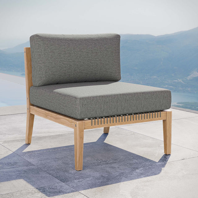 Clearwater Gray/Graphite Outdoor Patio Teak Wood Armless Chair - Ornate Home