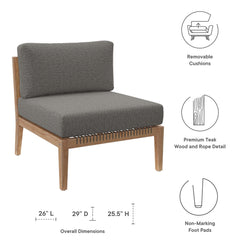 Clearwater Gray/Graphite Outdoor Patio Teak Wood Armless Chair - Ornate Home