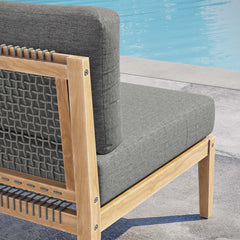 Clearwater Gray/Graphite Outdoor Patio Teak Wood Armless Chair - Ornate Home