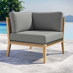 Clearwater Gray/Graphite Outdoor Patio Teak Wood Corner Chair - Ornate Home