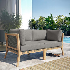 Clearwater Gray/Graphite Outdoor Patio Teak Wood Loveseat - Ornate Home