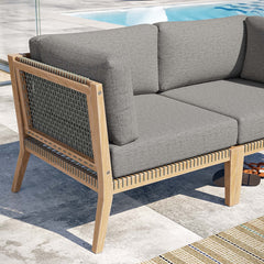 Clearwater Gray/Graphite Outdoor Patio Teak Wood Loveseat - Ornate Home